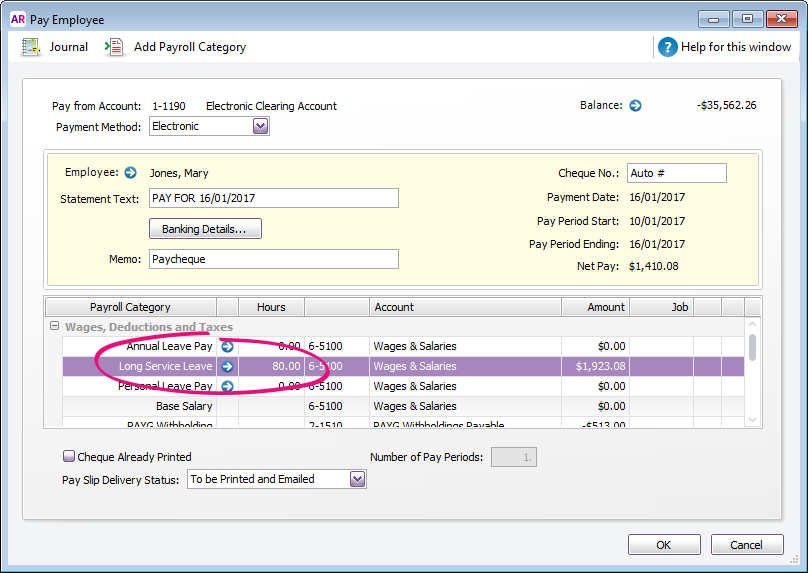 Long service leave MYOB AccountRight MYOB Help Centre